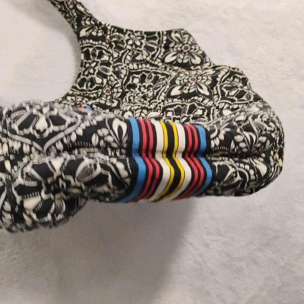 VERA BRADLEY BARCELONA BLACK‎ STRIPE HOBO HANDBAG Discontinued